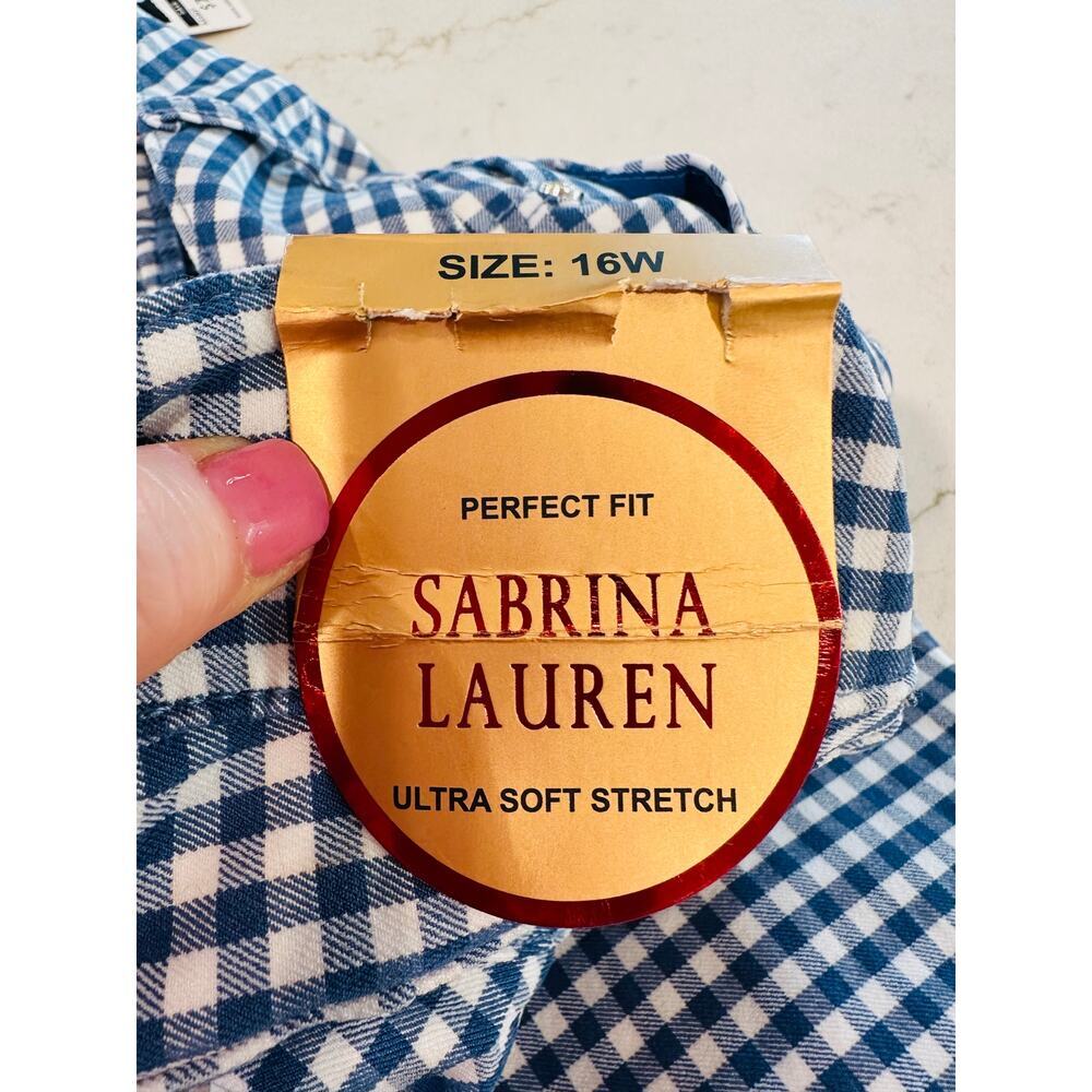 Sabrina Lauren Women’s Plus Cropped Pants Gingham Stretch Comfort Summer 22 NWT - Picture 6 of 9
